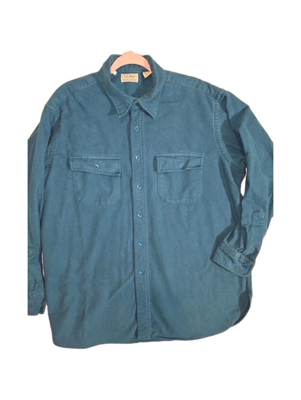 Vintage LL Bean Chamois Cloth Shirt Men's Teal Cotton USA Made XL Gorp Core